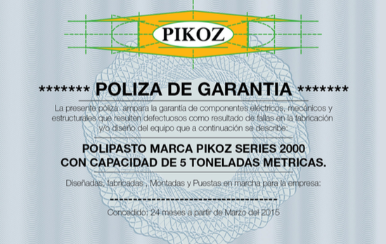 Póliza de garantía PIKOZ